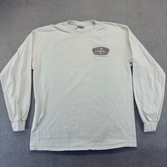 Ron Jon Surf Shop Shirt Mens Large White Long Sleeve Long Beach Island, NJ Ocean - Picture 1 of 8
